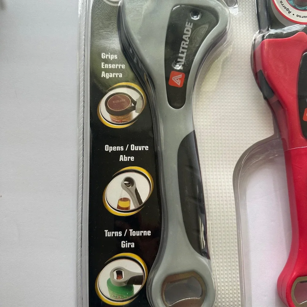 Alltrade GOT 2 Piece Strap Wrench Set Rubber Jar Opener Tool Grey Red 070008